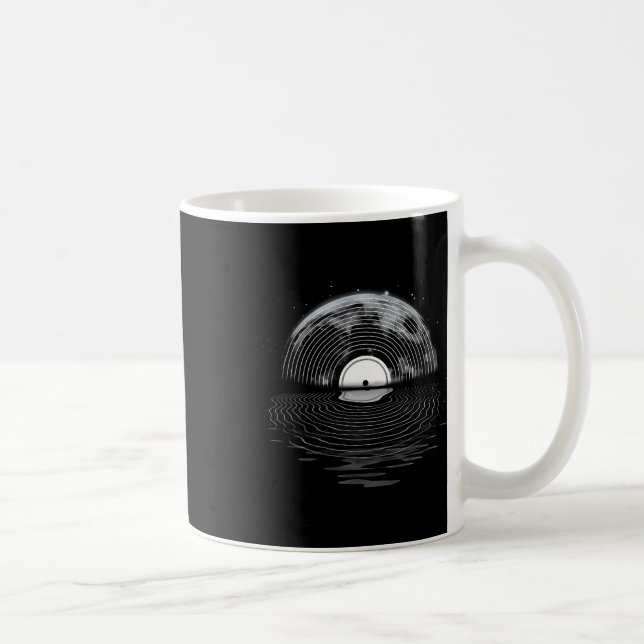 Caneca De Café Registro de vinil com lua cheia retrato de vinilo (Direita)