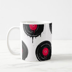Caneca De Café Registros de vinil derretidos, padrão artístico.