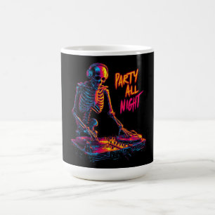 Caneca De Café Registros dinâmicos de rotação de DJ de esqueleto