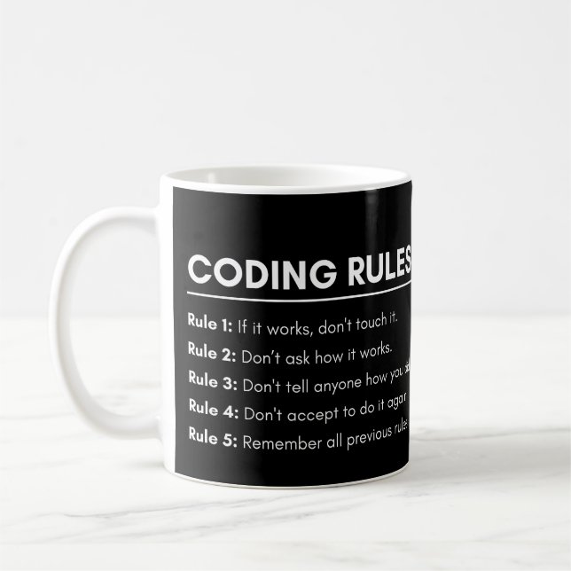 Caneca De Café Regras de codificação engraçadas para desenvolvedo (Esquerda)