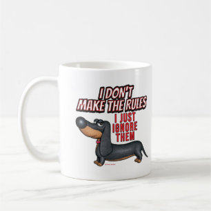 Caneca De Café Regras de Ignoração de Dachshund Cute