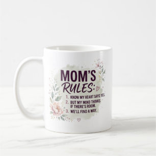 Caneca De Café Regras Divertidas da Mamãe Floral Aquarela Citação