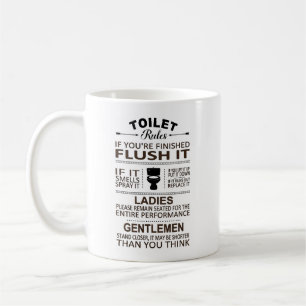 Caneca De Café Regras Engraçadas do Banheiro Sarcasmo WC