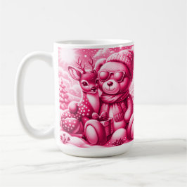 Caneca De Café Reh und Bärchen Weihnachten Christmas Magenta