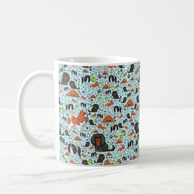 Caneca De Café Rei Charles Spaniel Mug, Azul (Esquerda)