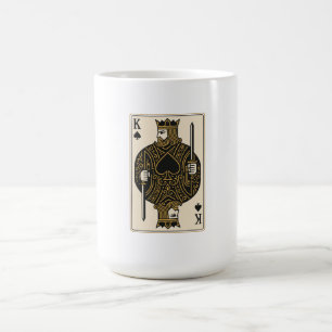 Caneca De Café Rei dos Espadas - Preto Regal e Dourado