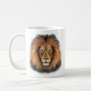 Caneca De Café rei leão da selva realista masculino aquarela