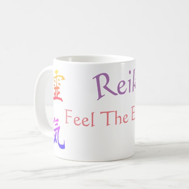 Caneca De Café Reiki Sente O Arco-Íris Energético (Frente Esquerda)