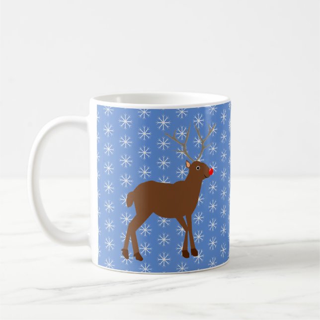 Caneca De Café Reinado de Natal bonito com Nariz Vermelho (Esquerda)