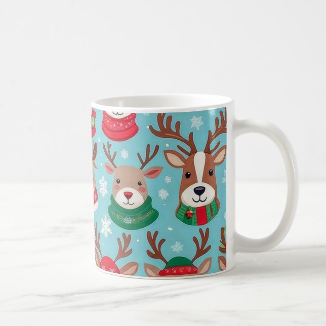 Caneca De Café Reinador de Natal Festivo com Padrão de Flocos de  (Direita)