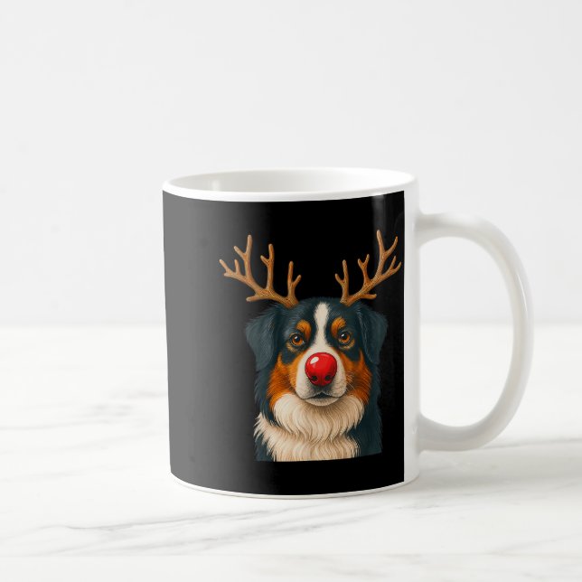 Caneca De Café Reindeer Australian Shepherd Christmas Aussie Dog  (Direita)
