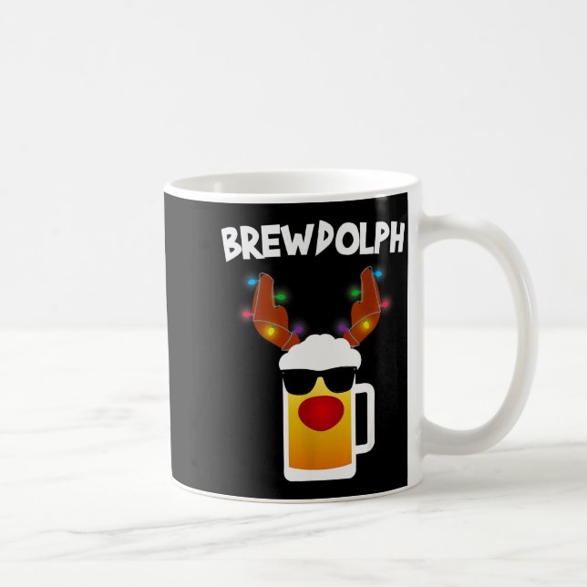 Caneca De Café Reindeer Beer Rudolph Brewdolph Funny Christmas  (Direita)