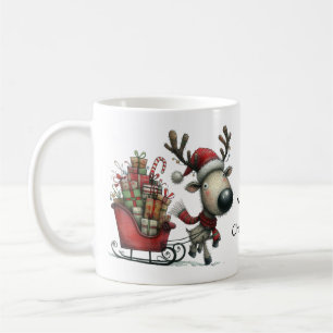 Caneca De Café Reindeer Bonito com Luz e Presentes