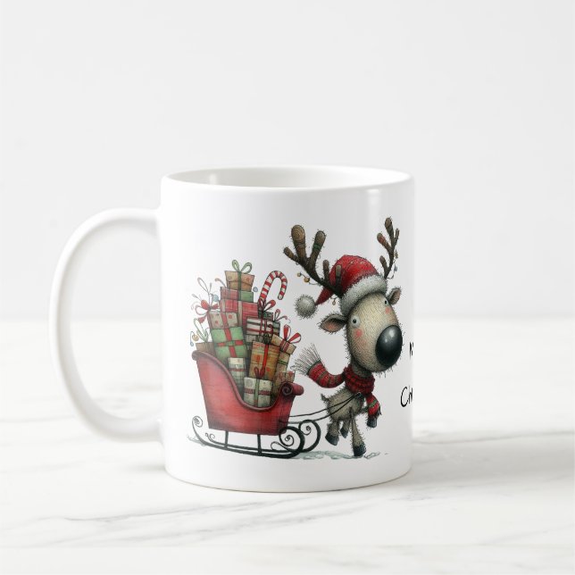 Caneca De Café Reindeer Bonito com Luz e Presentes (Esquerda)