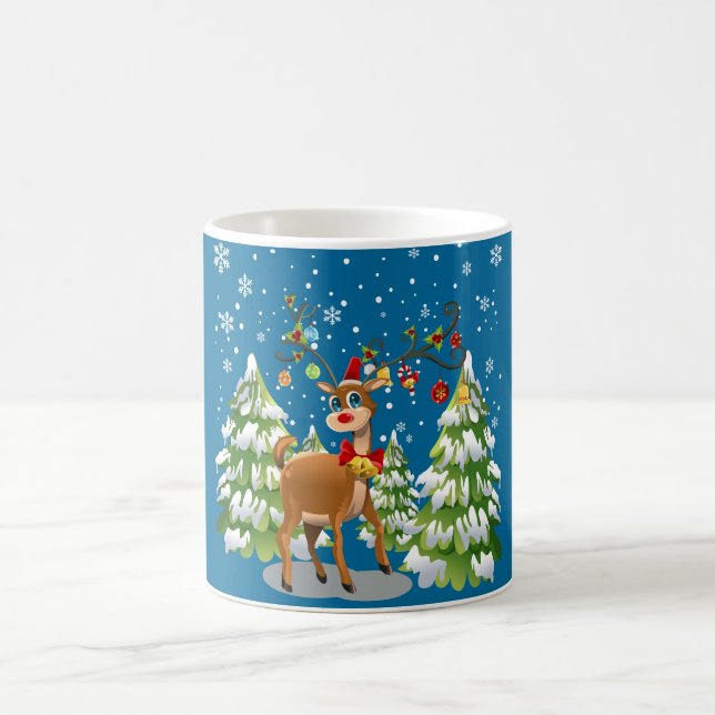 Caneca De Café Reindeer Bonito na Neve (Centro)