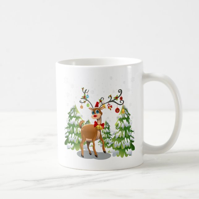 Caneca De Café Reindeer Bonito na Neve (Direita)
