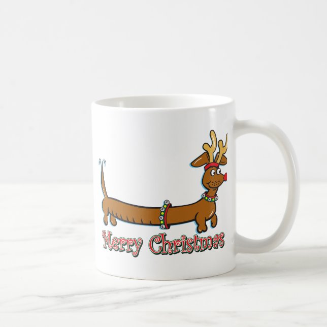Caneca De Café Reindeer Christmas Doxie (Direita)