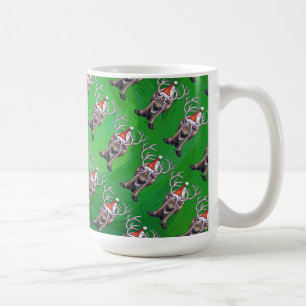 Caneca De Café Reindeer Christmas On Green