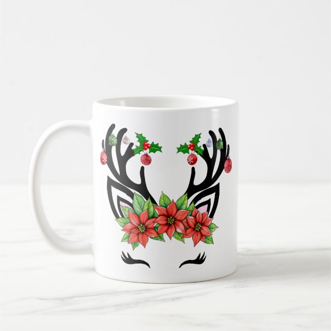 Caneca De Café Reindeer de Natal (Esquerda)