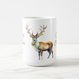 Caneca De Café Reindeer Dourado Baubles Feliz Natal
