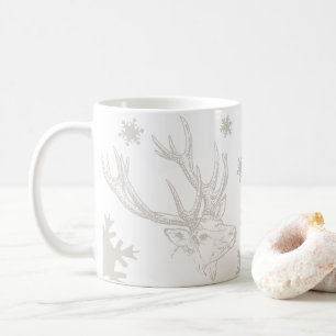 Caneca De Café Reindeer e Flocos de neve