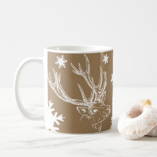 Caneca De Café Reindeer e Flocos de Neve
