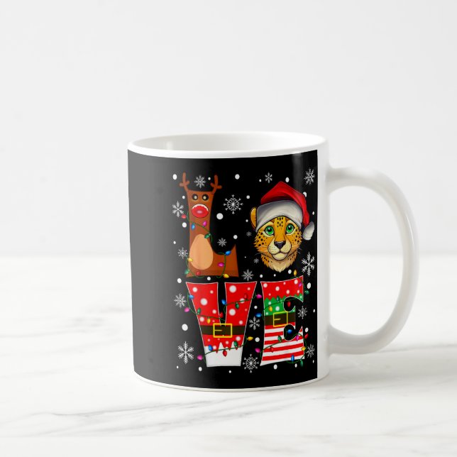 Caneca De Café Reindeer Elf Santa Hat Love Cheetah Animal Xmas  (Direita)