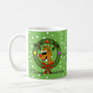 Caneca De Café Reindeer em Wreath Christmas Mug