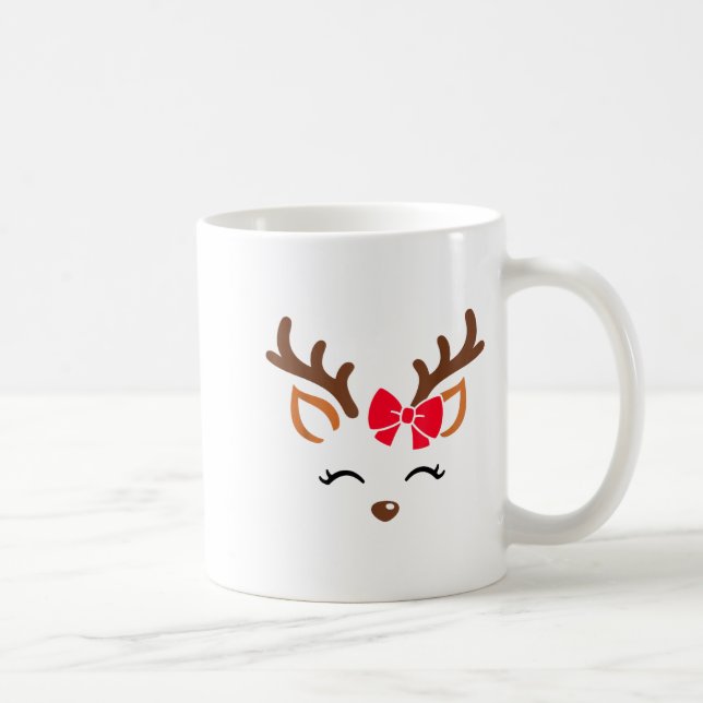 Caneca De Café Reindeer Face Gles Christmas Costume Xmas Pajama G (Direita)