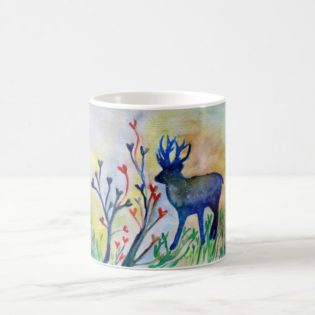 Caneca De Café Reindeer Love Animal Art Hearts White Mug (Centro)
