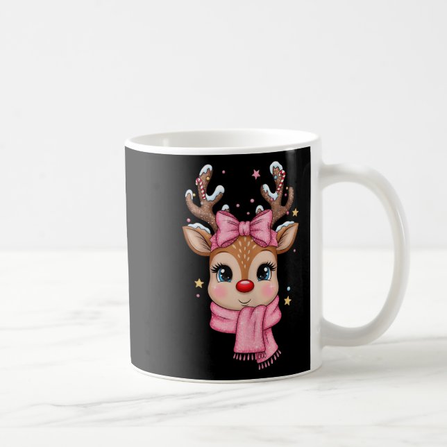 Caneca De Café Reindeer Merry Christmas Cute Girl Women Kids Tank (Direita)