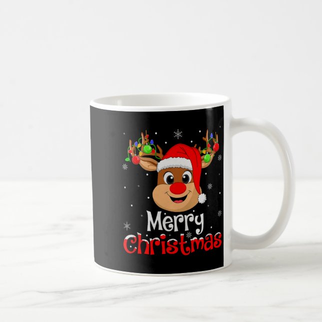 Caneca De Café Reindeer Merry Christmas Family Men Women Kids Xma (Direita)