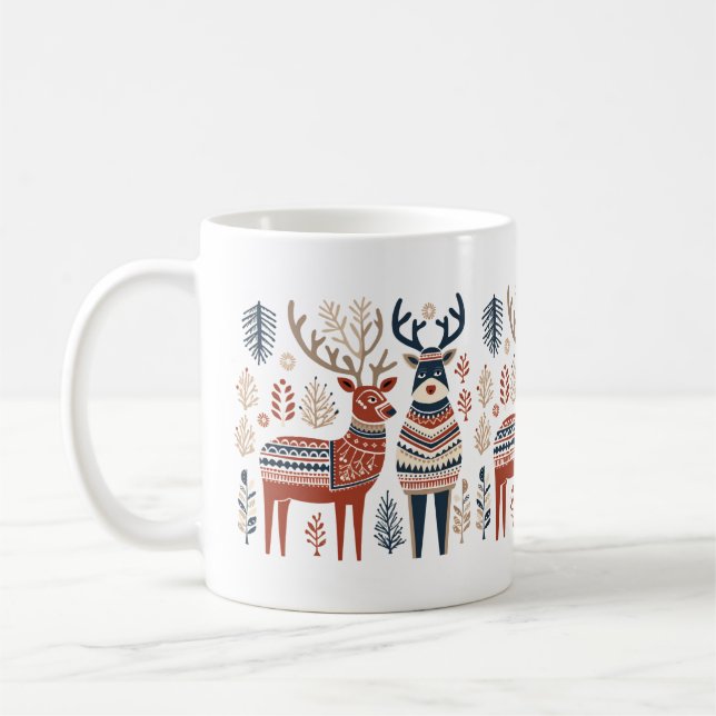 Caneca De Café Reindeer Mug de Natal escandinavo (Esquerda)
