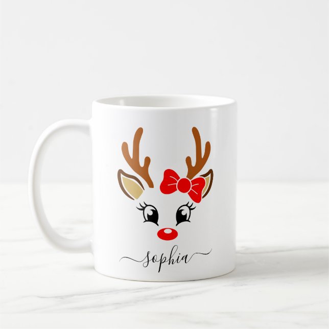 Caneca De Café Reindeer Personalizado Natal (Esquerda)