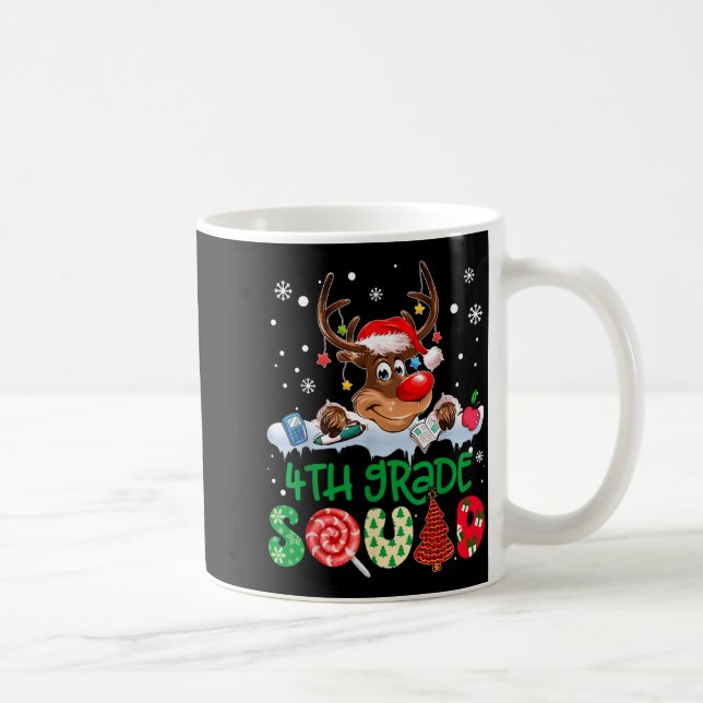 Caneca De Café Reindeer Santa Hat 4th Grade Squad Teacher Christm (Direita)