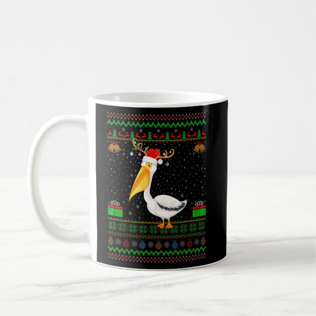Caneca De Café Reindeer Santa Hat Correspondendo Ugly Pelican Bir (Esquerda)