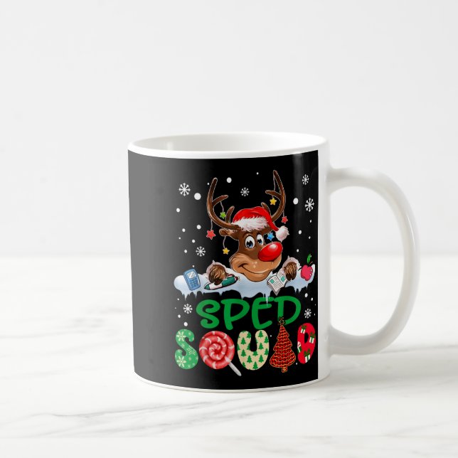 Caneca De Café Reindeer Santa Hat Sped Squad Teacher Funny Christ (Direita)