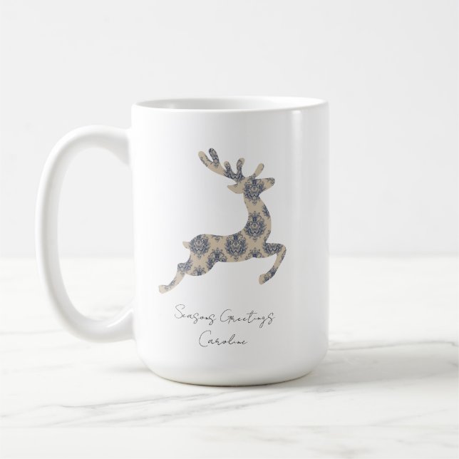 Caneca De Café Reindeer Toile de Natal (Esquerda)
