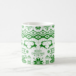 Caneca De Café Reindeer Verde-Feliz Natal