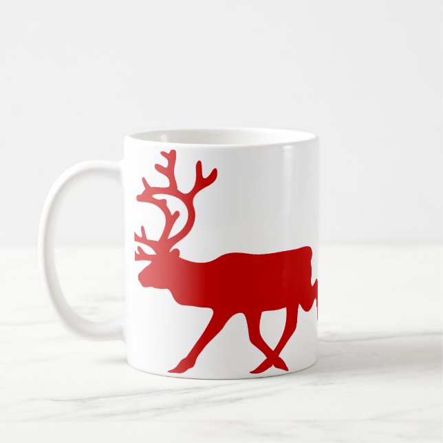 Caneca De Café Reindeer Vermelho/Silhueta das Caraíbas (Esquerda)