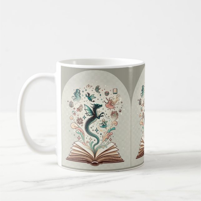 Caneca De Café Reino da Imaginação: Livros de Fantasia (Esquerda)