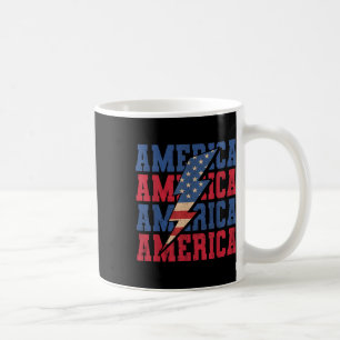 Caneca De Café Relâmpago Americano Patriótico Bandeira Dos EUA Fe