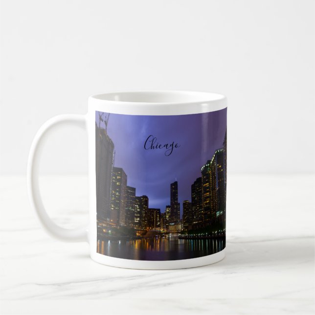 Caneca De Café Relâmpago sobre o rio Chicago Coffee Mug (Esquerda)