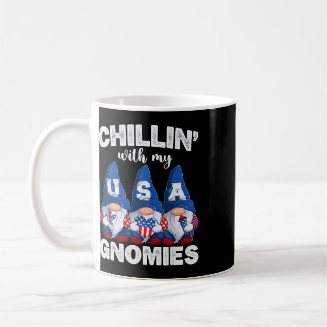 Caneca De Café Relaxando Com Gnomos 4 De Julho Dia Da Independênc (Esquerda)