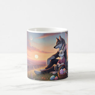 Caneca De Café Relaxando o Picnic de Páscoa pelo lago - Cena de P