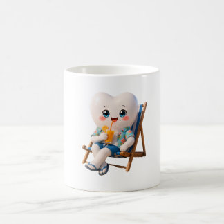 Caneca de Café Relaxante de Dente Fofo na Praia |