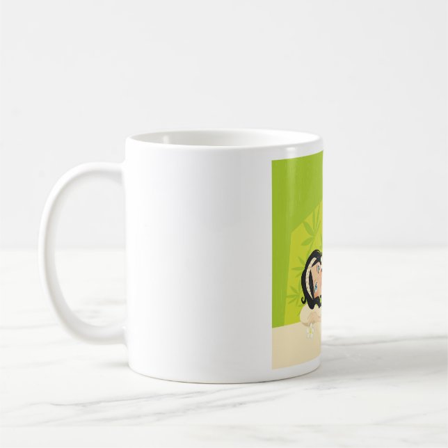 Caneca De Café Relaxante Spa Zen Mulher Bem-Estar Tropical (Esquerda)