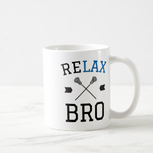 Caneca De Café Relaxe Bro Funny Lax Typografia Lacrosse Gift
