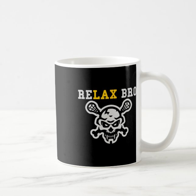 Caneca De Café Relaxe Bro Lax Funny Lacrosse Crânio Crossbones (Direita)