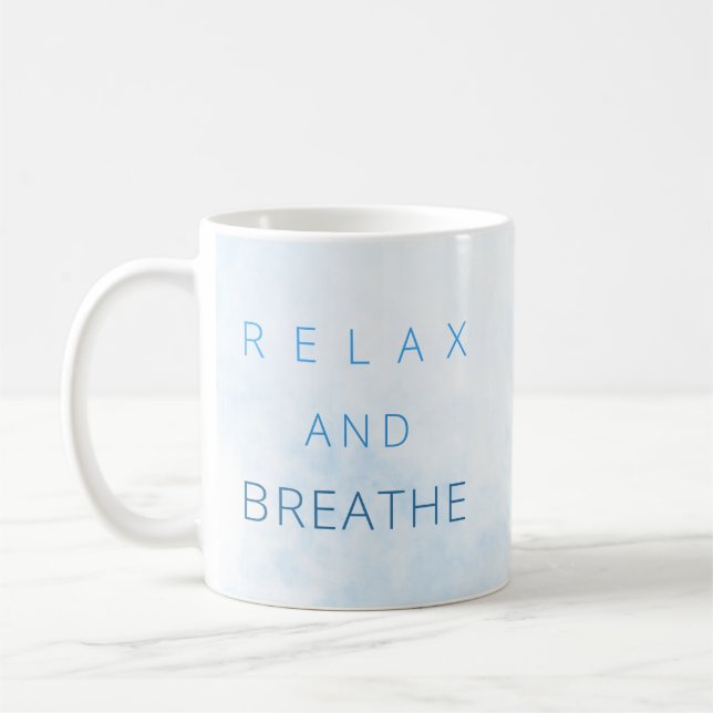 Caneca De Café Relaxe E Respire Aquarelas De Cotação Motivacional (Esquerda)